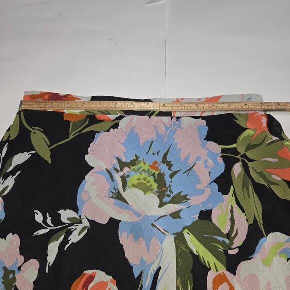 Roz & Ali Womens Medium Maxi Skirt Floral Flowy Black Colorful Garden Party Chic - Picture 6 of 9